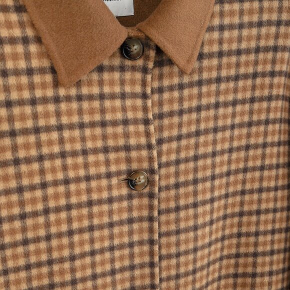 Nanushka Marzy Brown & Beige Fringed Checked Wool-Blend Coat - Picture 5 of 14